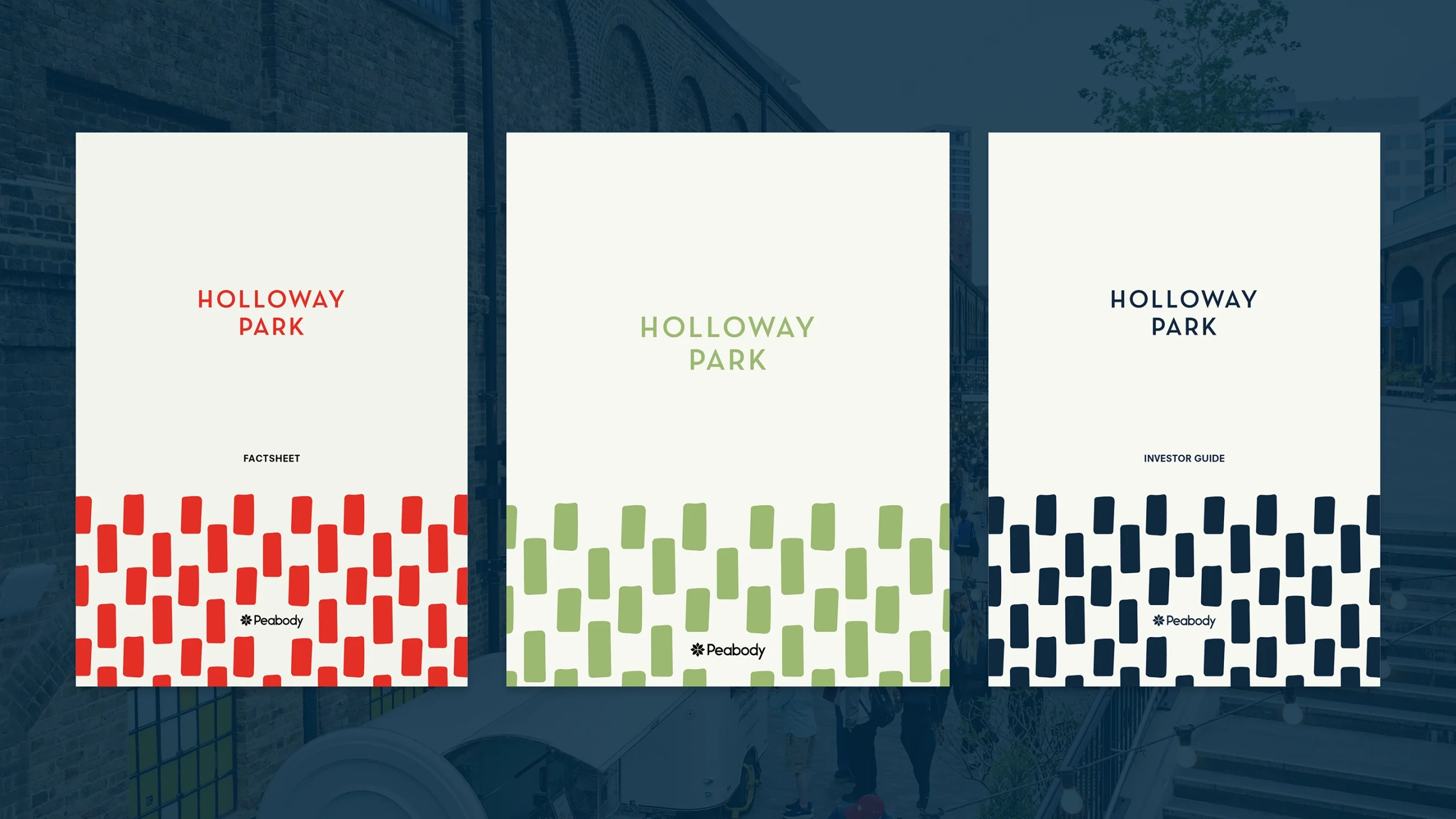 Fact Sheet and Investor Guides for Holloway Park, featuring a brick inspired design